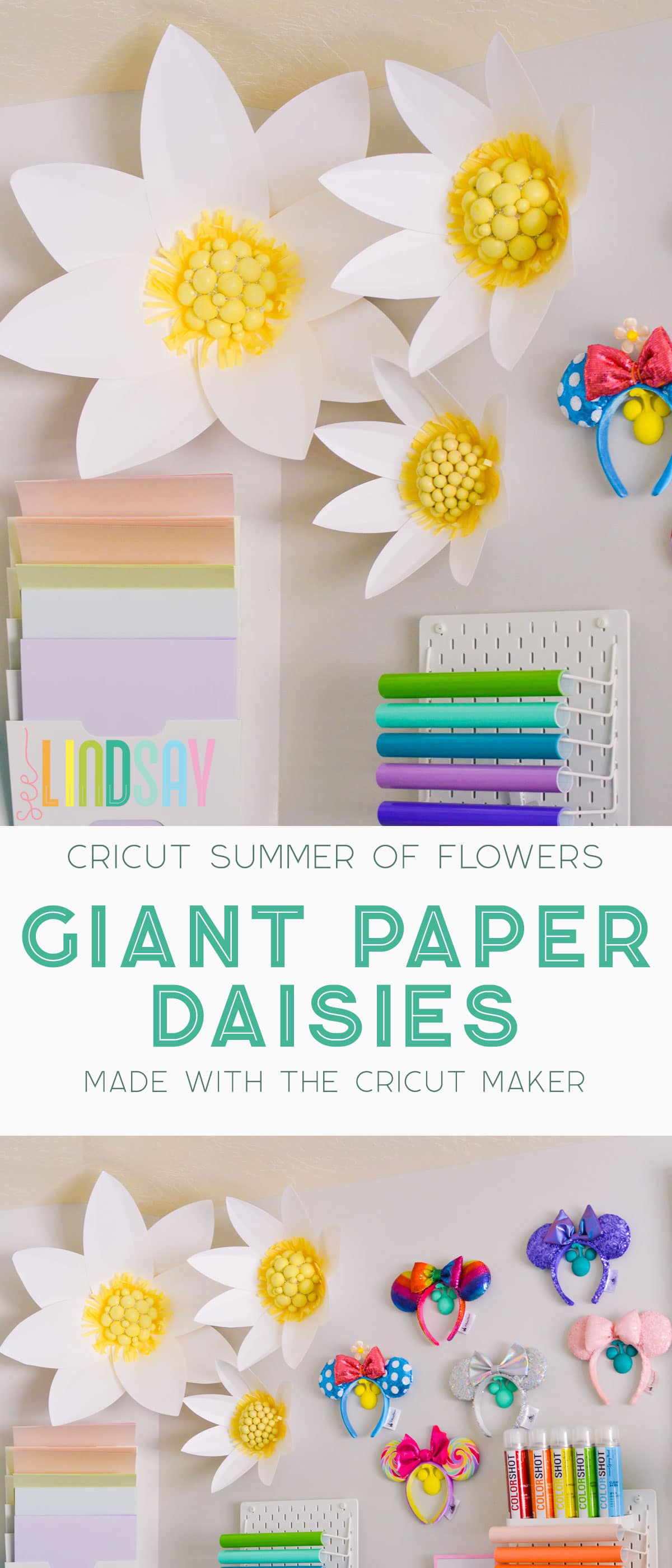 Cricut Paper Flowers - DIY Giant Paper Daisies - seeLINDSAY